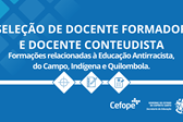 Cards - Site Sedu - Formações relacionadas à Educação Antirracista, do Campo, Indígena e Quilombola.